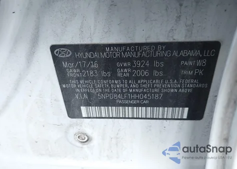 2017 Hyundai Elantra Se from USA, damaged, VIN 5NPD84LF1HH045187